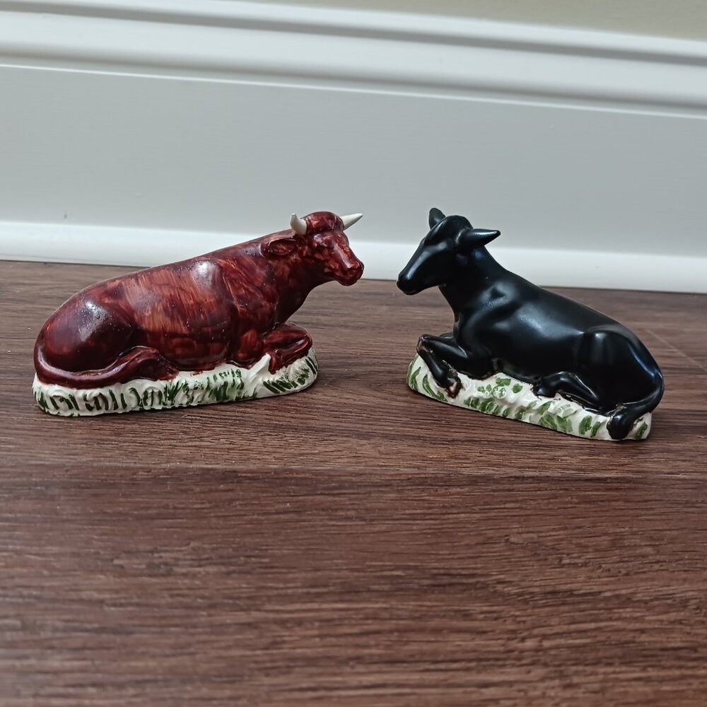 Vtg‎ Nativity Set Ceramic Hand Painted 2 Ox Holland Mold